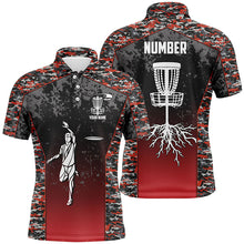 Load image into Gallery viewer, Red Camo Mens Disc Golf Polo Shirts, Custom Camouflage Golf Shirts For Men, Disc Golf Gifts LDT0091