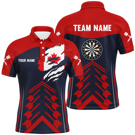 Navy Red Canada Flag Mens Darts Polo Shirt Custom Patriot Darts Shirt For Men Dart Jerseys LDT1391