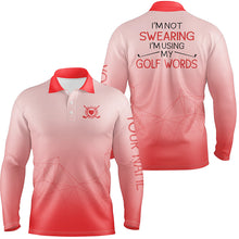 Load image into Gallery viewer, I'm Not Swearing I'm Using My Golf Words Gradient Orange Golf Polo Shirts For Men LDT0387