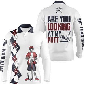 Personalized Funny Golf Shirts For Men, Argyle Skull Mens Golf Shirts, Crazy Golfing Gifts LDT0146