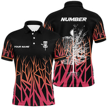 Load image into Gallery viewer, Personalized Disc Golf Basket Tree Pink Gradient Mens Polo Shirt Disc Golf Shirts For Men LDT0720