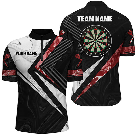Red White Smoke Personalized Darts Quarter-Zip Shirt Custom Dart Jersey Team Shirt For Men LDT0976