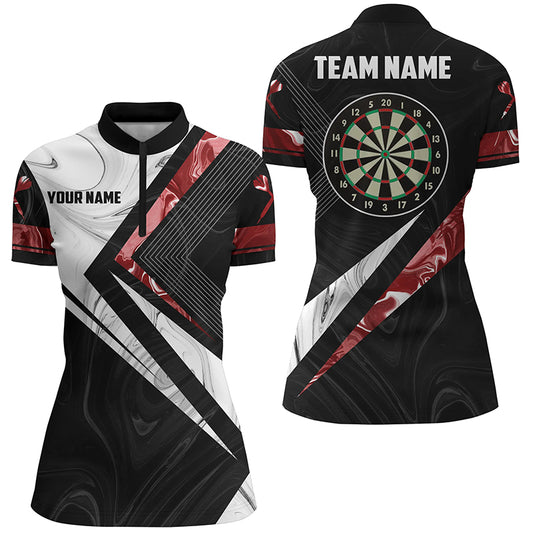 Red White Smoke Personalized Darts Quarter-Zip Shirt Custom Darts Jersey Women Team Shirt LDT0976