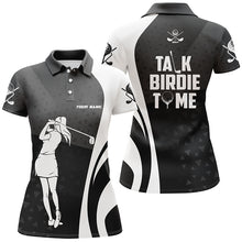 Load image into Gallery viewer, Talk Birdie To Me Black White Golf Polo Shirts Custom Geometric Cool Golf Shirts For Women LDT0770