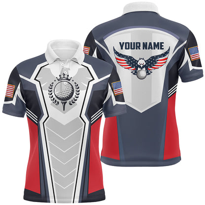 American Eagle Golf Polo Shirt Customized Us Flag Golf Shirts For Men, Patriotic Golf Gifts LDT0220