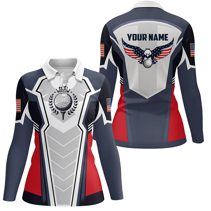 American Eagle Golf Polo Shirt Customized Us Flag Golf Shirts For Women, Patriotic Golf Gifts LDT0220