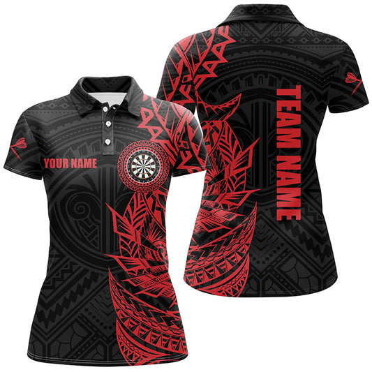 Personalized Red Tribal Women Darts Polo Shirt Custom Darts Shirt For Women Dart Jerseys LDT0816