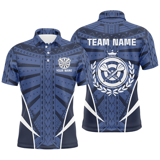 Blue Tribal Personalized Darts Men Polo Shirt Custom Men Dart Shirts Cool Dart Jerseys LDT0818
