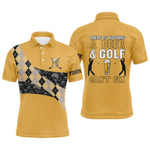 Load image into Gallery viewer, There Is Nothing A Beer &amp; Golf Can&#39;t Fix Mens Polo Shirt Yellow Argyle Skull Golf Shirts For Men LDT0523