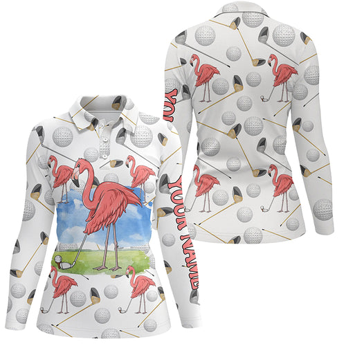 Flamingo Golfer Polo Shirt Pink Flamingo Golf Shirts For Women Funny Golf Shirts Golf Gifts LDT0554