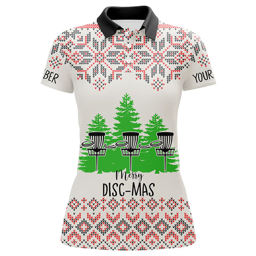 Merry Discmas All Over Print Disc Golf Polos Custom Ugly Christmas Disc Golf Tops For Women LDT0855