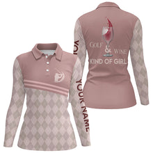 Load image into Gallery viewer, Golf Wine Kind Of Girl Womens Polo Shirt Pink Argyle Wine Golf Shirts Golf Gifts For Ladies LDT0888