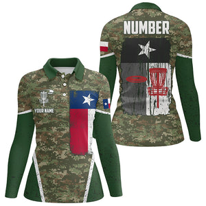 Disc Golf Vintage Camouflage Texas Flag Custom Patriotic Disc Golf Shirts For Women LDT0290