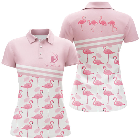 Personalized Flamingo Womens Golf Polo Shirts Pink Golf Shirts For Women Cute Golf Gifts LDT0329