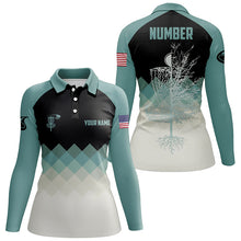 Load image into Gallery viewer, Mint Argyle Womens Disc Golf Polo Shirt, Personalized Disc Golf Shirts For Women, Disc Golf Gifts LDT0092