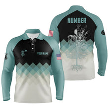 Load image into Gallery viewer, Mint Argyle Mens Disc Golf Polo Shirt, Personalized Disc Golf Shirts For Men, Disc Golf Gifts LDT0092