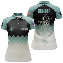 Load image into Gallery viewer, Mint Argyle Womens Disc Golf Polo Shirt, Personalized Disc Golf Shirts For Women, Disc Golf Gifts LDT0092