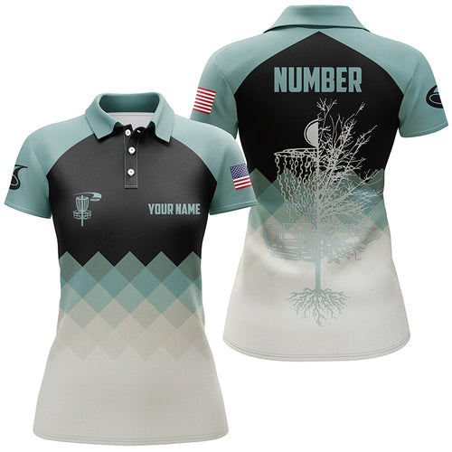 Mint Argyle Womens Disc Golf Polo Shirt, Personalized Disc Golf Shirts For Women, Disc Golf Gifts LDT0092