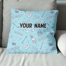 Load image into Gallery viewer, Blue Funny Golf Elements Custom Throw Pillow Personalized Golf Gifts LDT1142