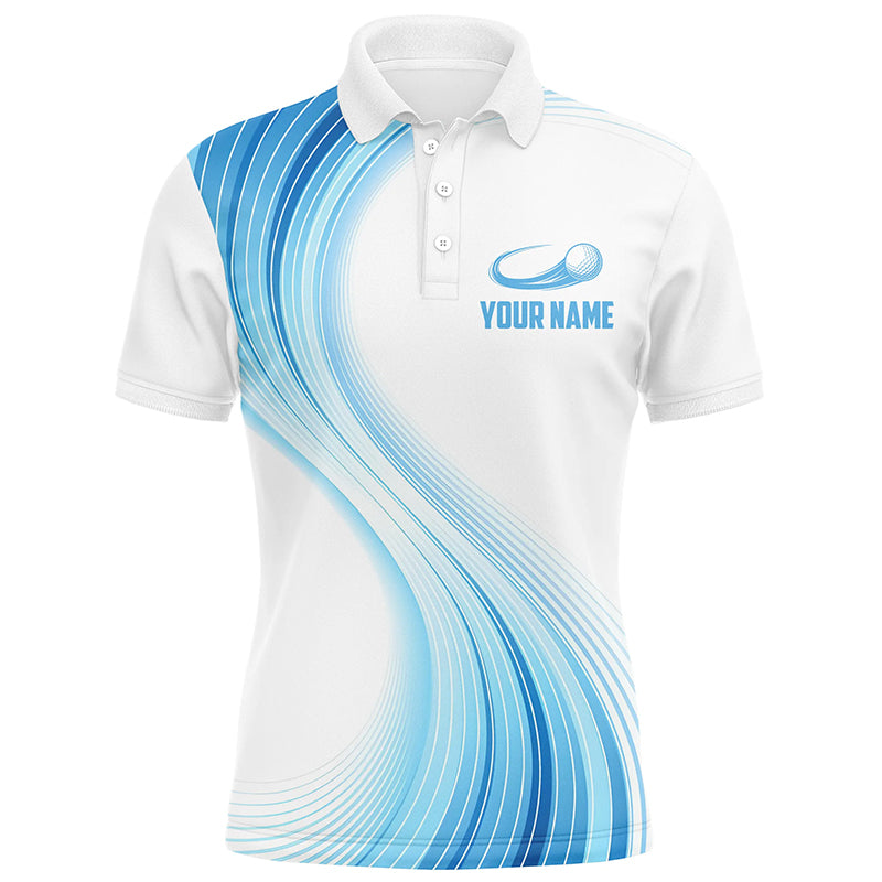 Blue White Gradient Mens Golf Polo Shirts Custom Name Golf Shirts For Men Personalized Golfing Gifts LDT1317