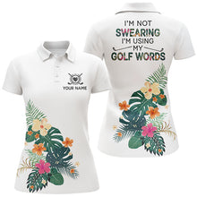 Load image into Gallery viewer, Womens Tropical Flower Golf Polo Shirt Personalized White Golf Shirts For Women Tropical Golf Gifts LDT0101