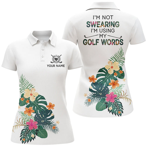 Womens Tropical Flower Golf Polo Shirt Personalized White Golf Shirts For Women Tropical Golf Gifts LDT0101