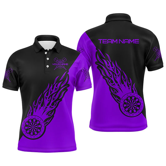 Personalized Purple Black Flame Mens Darts Polo Shirt Darts Shirt For Men Dart Jerseys LDT1342