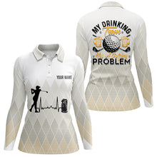 Load image into Gallery viewer, Argyle Pattern Womens Golf Polo Shirt, Personalized Beer Golf Shirts For Women, Golfer Gifts LDT0121