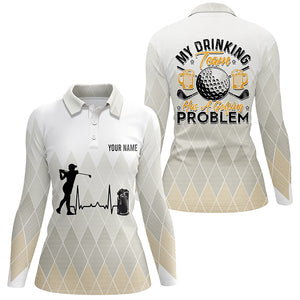 Argyle Pattern Womens Golf Polo Shirt, Personalized Beer Golf Shirts For Women, Golfer Gifts LDT0121