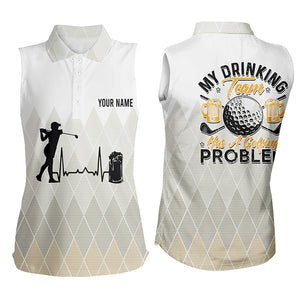 Argyle Pattern Womens Sleeveless Golf Polo Shirt Personalized Beer Golf Shirts For Women Golfer Gifts LDT0121