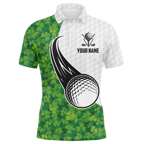 St Patrick Day Green Clover Leaf Mens Golf Polo Shirts Custom Golf Shirts For Men Golfing Gifts LDT1481