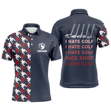 Load image into Gallery viewer, I Hate Golf Nice Shot I love Golf Funny Mens Golf Polo Shirt Navy Golf Shirts For Men LDT0413