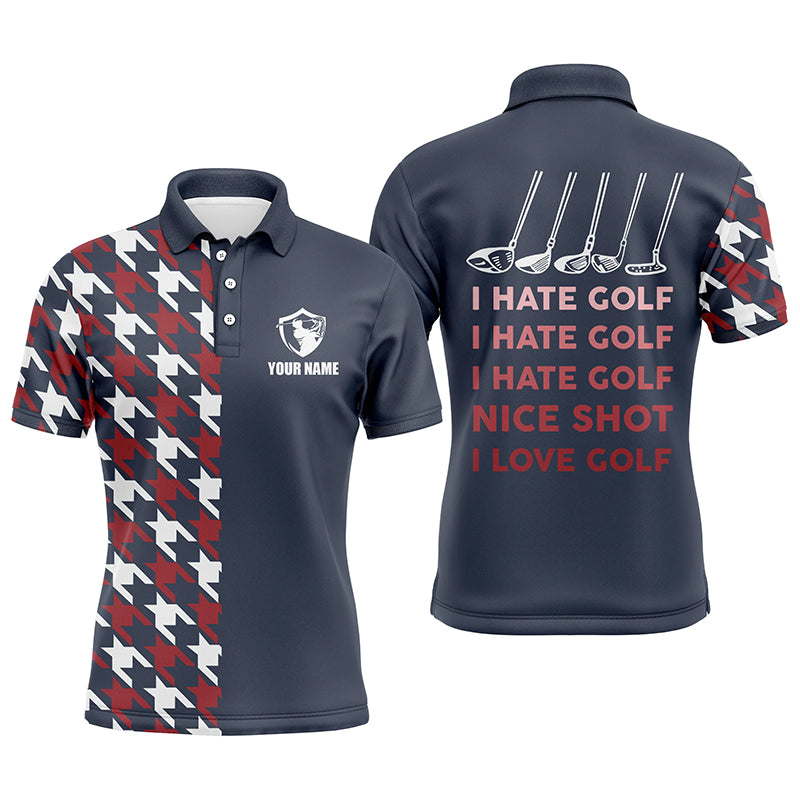 I Hate Golf Nice Shot I love Golf Funny Mens Golf Polo Shirt Navy Golf Shirts For Men LDT0413