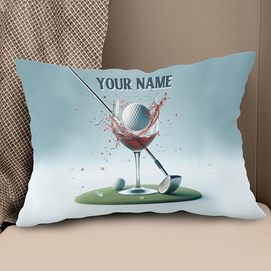 Golf And Wine Custom Throw Pillow Personalized Golf Gifts For Wine Lover LDT1166