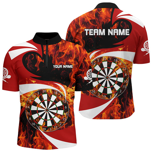 Fire Flame Dartboard Mens Dart Quarter-Zip Shirts Custom Darts Shirt For Men Dart Jerseys LDT1365