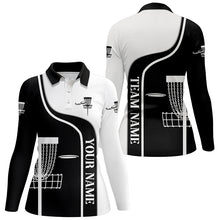 Load image into Gallery viewer, Personalized Disc Golf Basket Black White Womens Polo Shirt Custom Disc Golf Shirts For Women LDT0721