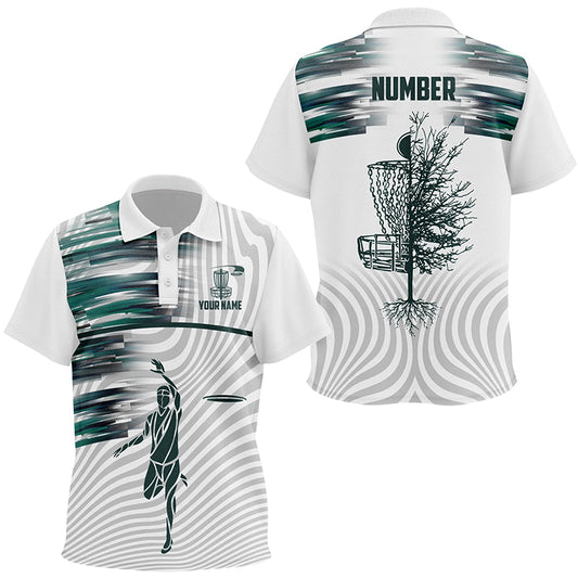 Green White Kids Disc Golf Polo Shirts Custom Disc Golf Basket Tops For Kid Golfing Gifts LDT1371