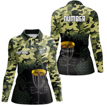 Load image into Gallery viewer, Green Camo Womens Disc Golf Polo Shirts Customized Camo Golf Shirts For Women Disc Golf Gifts LDT0164
