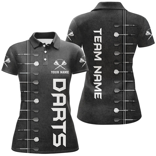 Personalized Womens Darts Polo Shirt 3D Printed Black White Custom Dart Jerseys For Women LDT0977