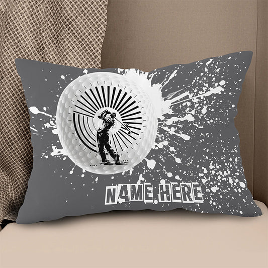 Golfer Custom Name Grey Throw Pillow Personalized Golf Gifts For Golfer LDT1187