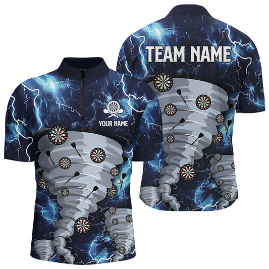 Blue Thunder Lightning Dart Quarter Zip Shirt Custom Storm Dart Shirts For Men Dart Jersey LDT0777