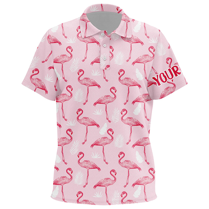 Pink Tropical Flamingo Kids Golf Polo Shirts Cusomized name Funny Golf Tops For Kid Golf Gifts LDT0981