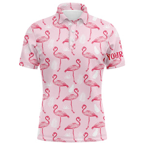 Pink Tropical Flamingo Mens Golf Polo Shirts Cusomized Funny Golf Tops For Men Male Golf Gifts LDT0981