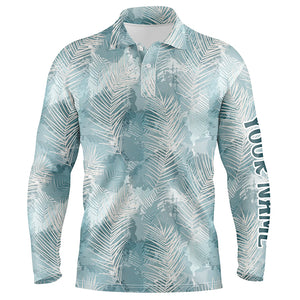 Watercolor Mint Tropical Palm Leaves Mens Golf Polo Shirt Customized Funny Golf Tops For Men LDT0984