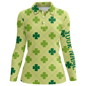 Womens Golf Polo Shirt Vintage Green Clover St Patrick Day Golf Shirts For Women Golf Gifts LDT0986