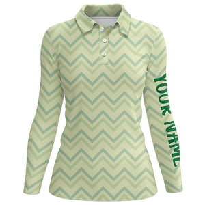 Light Green Zigzag Womens Golf Shirt Vintage St Patrick Day Golf Shirt Customized Golf Tops LDT0987