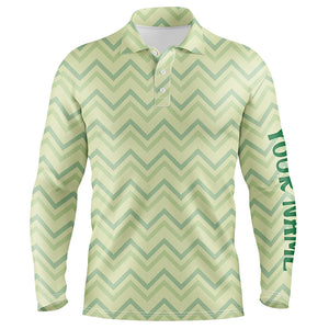 Light Green Zigzag Mens Golf Polo Shirt Vintage St Patrick Day Golf Shirt Customized Mens Golf Tops LDT0987