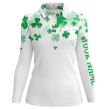 Load image into Gallery viewer, 3D Green Clover St Patrick Golf Polo Shirt Custom Womens Golf Shirts Personalized Golf Tops LDT0989