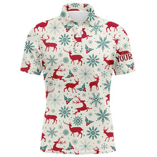 Load image into Gallery viewer, Vintage Christmas With Reindeer Snowflakes Mens Golf Polo Shirts Winter Holiday Golf Gifts For Men LDT0461