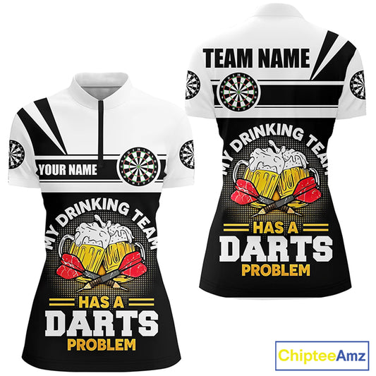 My Drinking Team Beer Darts Quarter-Zip Shirt Customized Darts Shirt For Women Dart Jersey LDT1001